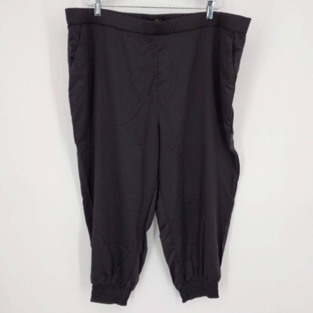 G.I.L.I  Petite Pull On Woven Smocked Jogger Pants Noir Black Women's‎ Size 28WP